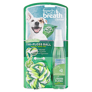TropiClean Fresh Breath Tri-Floss Ball with Liquid Floss Spray